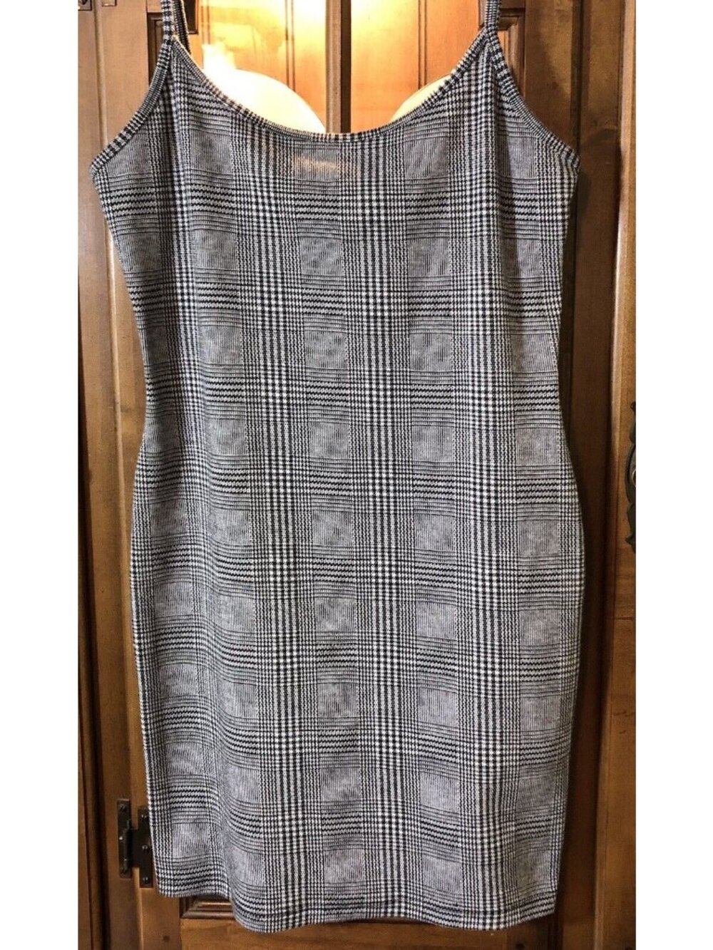 Popular21 Mini Dress Juniors Large Black/White/Gray Bodycon Dark Academia Y2K